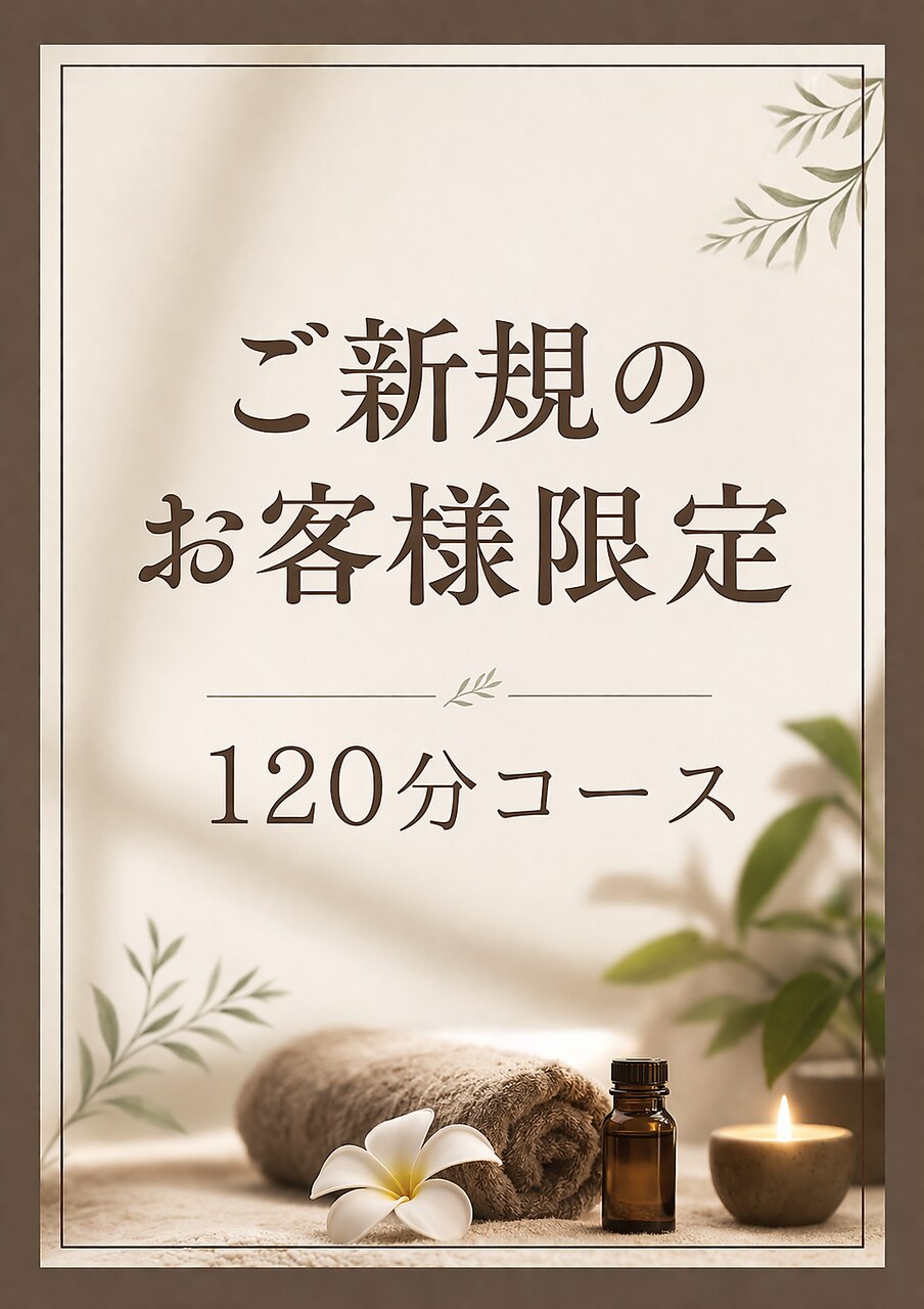 【新規限定】オイルでリンパ120分\12,000→\9,500