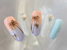 ラリュールネイル(L'Allure nail)/リゾート♪ヤシ柄ネイル￥8200