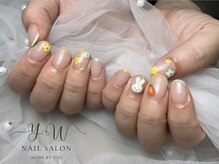 ユーネイル(YW nail)/フルアート＋３ｄパーツ