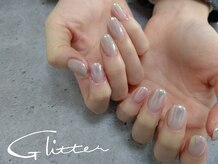 グリッター(Glitter)/シンプルミラーネイル