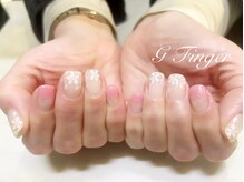 ジーフィンガー 大井町店(G Finger)/ホワイトフラワー×ピンクグラデ
