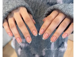 きらきらガラスフレンチネイル