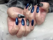 ジョアネイル(JOA Nail)の雰囲気（◇定額A/秋/クロムパーツ/ネイビー）