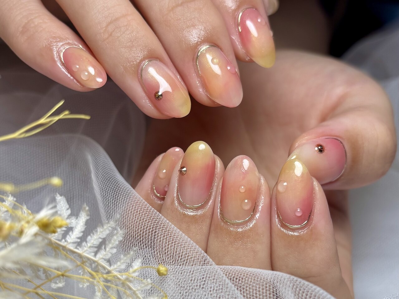 【サイズオーダー】 ネイルチップ 桃ネイル ニュアンス 韓国 サイズオーダー】 ネイルチップ 桃ネイル ニュアンス 韓国