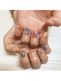 透け感×カラフルネイル