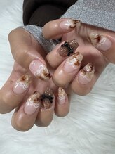 フラワーズネイル(flowers nail)/カフェラテ レースネイル