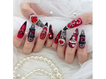 カメリア(Camelia)/赤黒ゴテゴテネイル