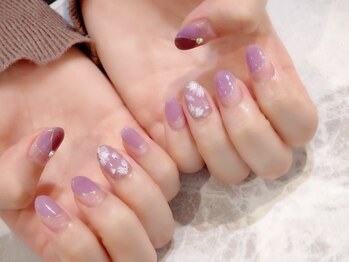 ラルネイル 大宮(Lull. nail)/#お花アート#丸フレンチ#上品