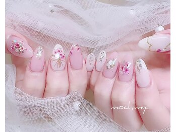 モチミィ(mochimy.)/*ピンク尽くし押し花ネイル*