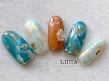 ネイルアトリエルカ(nail atelier LUCA)/W-733 大人上品ターコイズネイル