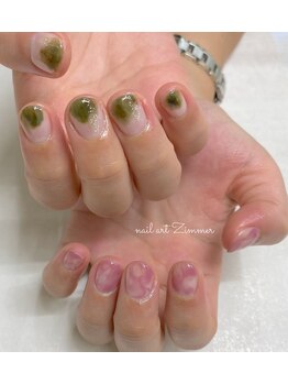 ネイルアート ジマー/クリアニュアンスのちぐはぐ