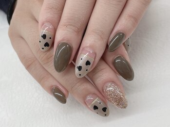 ディーネイル 四条烏丸(D-nail)/【山田】黒ハート×フレンチ