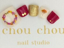 ネイルアンドアイラッシュスタジオ シュシュ(chouchou)/フットお花畑ドライフラワー
