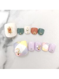 春フットネイルデザイン