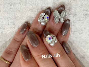 ネイルズアリー 立川店(Nails ally)/バタフライネイル×マグネット