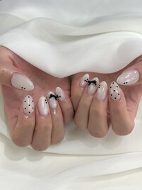 シンプルリボンネイル