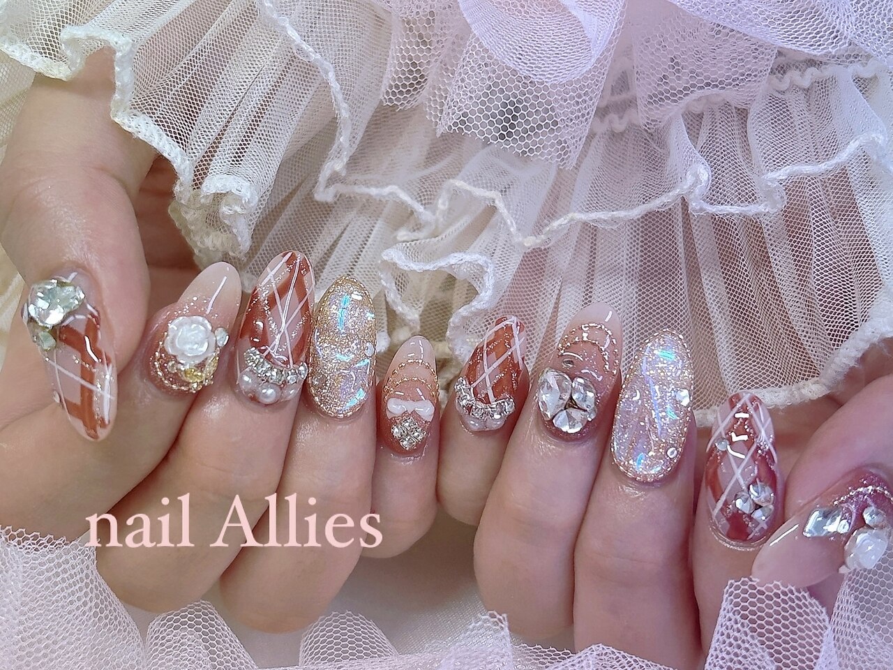 ネイルチップ 量産型 推し緑 名前ネイル ラメ リボン ガーリー