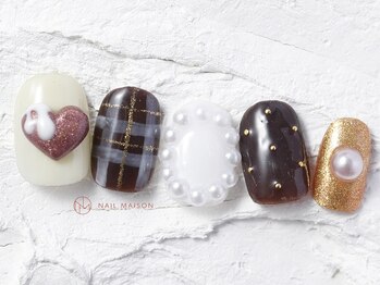 ネイルメゾン 渋谷店(NAIL MAISON)/バレンタインチェック柄¥8550