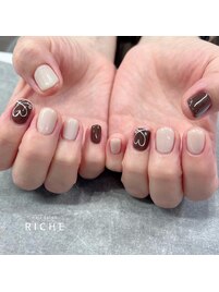 秋のハートネイル