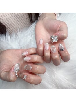 ヘブン ネイル 鶯谷(HEAVEN Nail)/ミルキージェリー×ストーンデコ