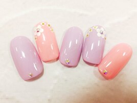 マカロンお花ホロネイル
