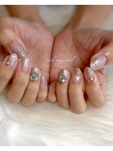 ピンクシュガーネイル(pink sugar nail)/立体ビジューがポイント☆
