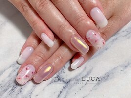 W-709 ピンク押し花ネイル