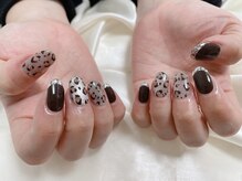キキネイル たまプラーザ店(kikinail)/レオパードガラスフレンチ