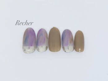 ネイルサロンリシェ 烏丸御池(Recher)/パープルとネイビーニュアンス