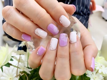 プルミエ ネイル(Premier Nail)/たらしこみフラワー☆ラベンダー