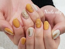 ネイルズアリー 立川店(Nails ally)/ニュアンス×マスタード×ミラー