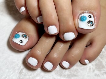 レディグリッター(Lady glitter)/ホワイト×ターコイズパーツ