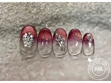 オレンジスティック/マグネットグラデーションネイル