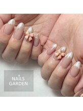 ネイルズガーデン(NAILS GARDEN)/フレンチ×リボン※パーツ別料金