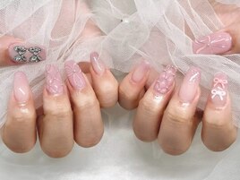 リボン　キルティングネイル