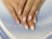 ネイルサロン ビューティーマジック 川口店/逆フレンチフラワーネイル