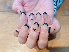 フレンチ/大人ブラック/秋ネイル