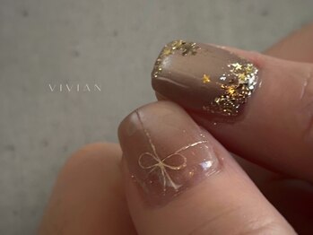 ヴィヴィアン ネイル(Vivian nail)/リボン クリスマス ニュアンス