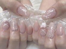 ララアンジュ(LaLa-Ange)/ツイード×リボンネイル