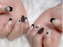 ネイルマジック 仙台一番町店(NAIL MAJIC)/手書きリボン×ドットネイル☆