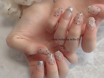 シックエクラ バイ リフレ21(chic eclat by Refre21)/ドット×ガラスフレンチ×ハート