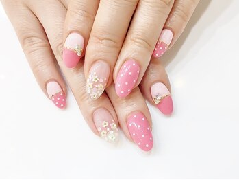 ネイルコレクション ベビーピンク(Baby Pink)/ジェル定額アート¥8990★ドット