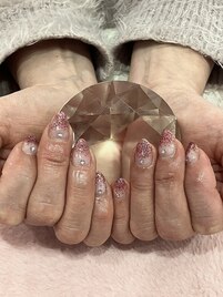 ピンクラメグラストーン