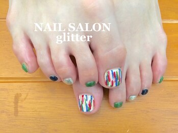 ネイルサロン グリッター(NAIL SALON glitter)/塗りかけフットネイル