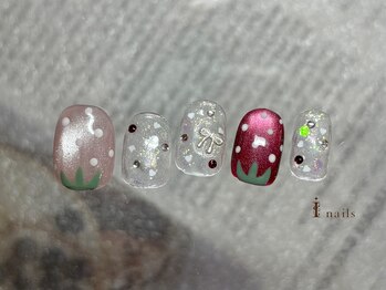 イチゴ春ネイル