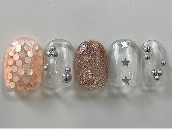 ネイルメゾン 天神店(NAIL MAISON)/クリア星オレンジシルバー¥4550