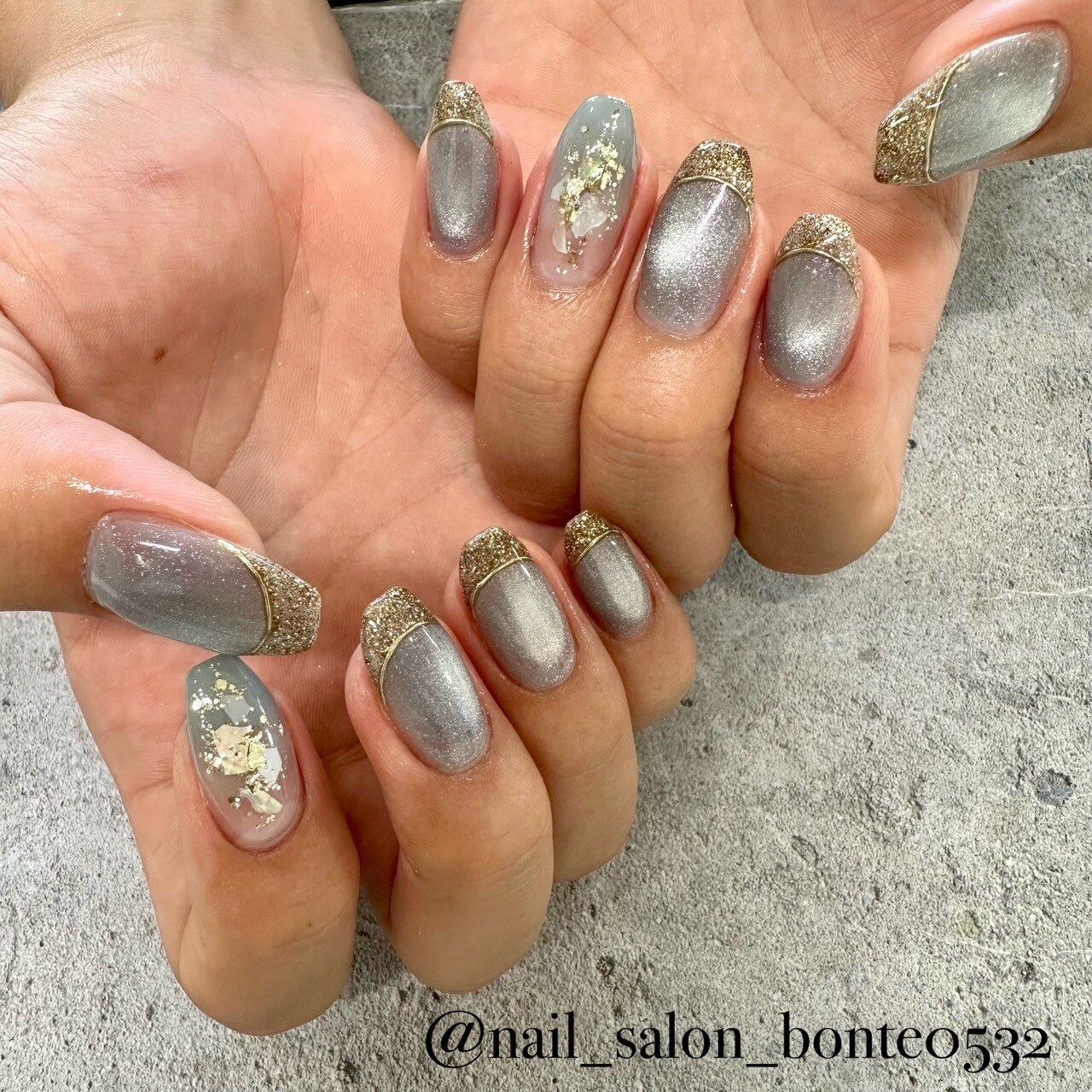 《Rin&Hiro限定》フレンチ/ラメグラ/ワンカラー2本アート/7,700円→6,600円