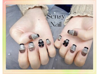 センシー ネイル スタジオ(Sensy Nail Studio)/個性的BLACK色味の持込デザイン