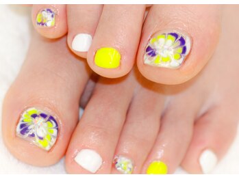 ソフィーム/イエロー×ブルー★フットネイル