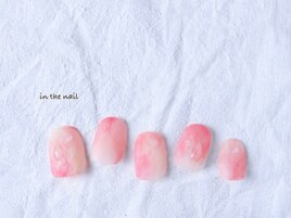 桃ネイル　マットネイル